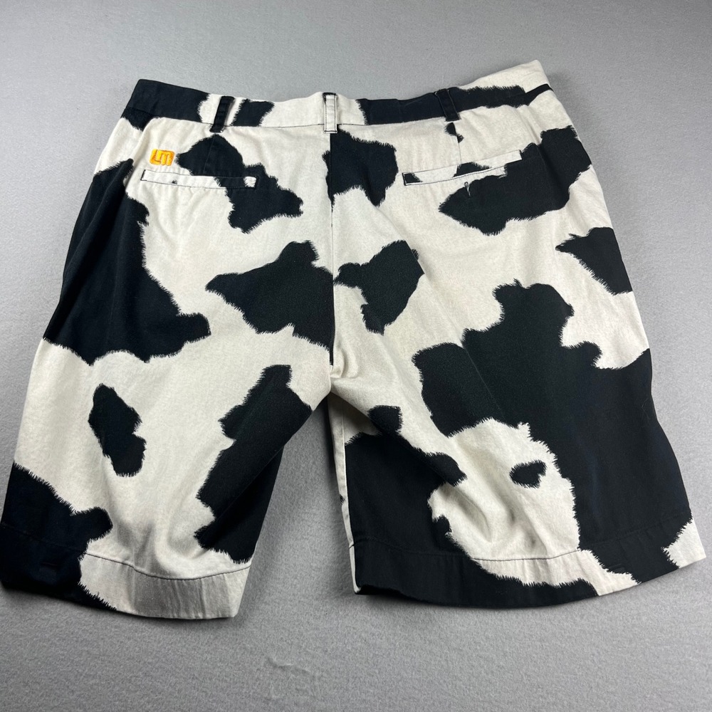 Loudmouth Golf Shorts Mens 38 Cow Print Black White Flat Front Animal Pattern - Picture 6 of 8